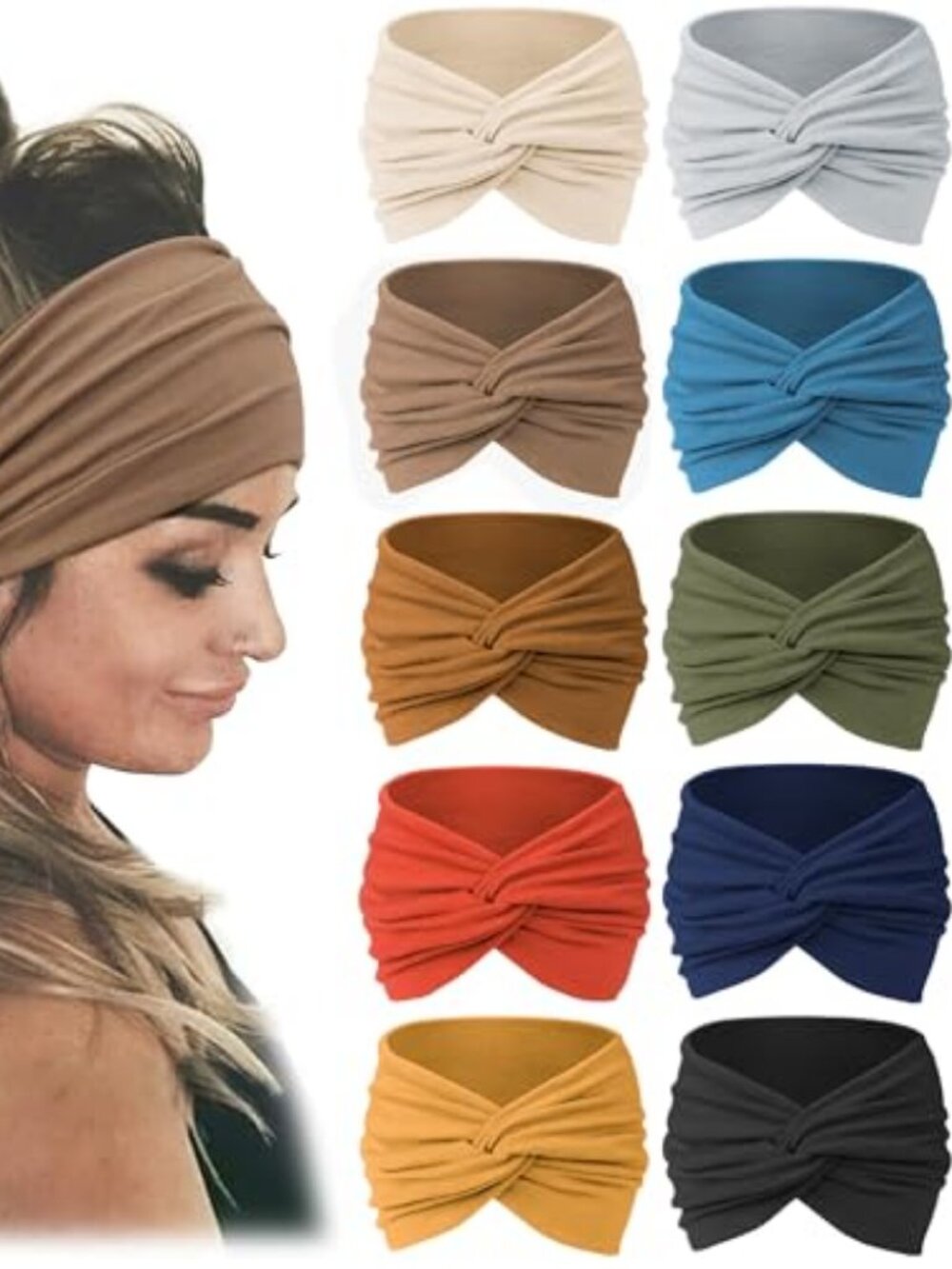 10 PCS Women Headbands African Wide Hair Wrap Extra Turban Head Bands